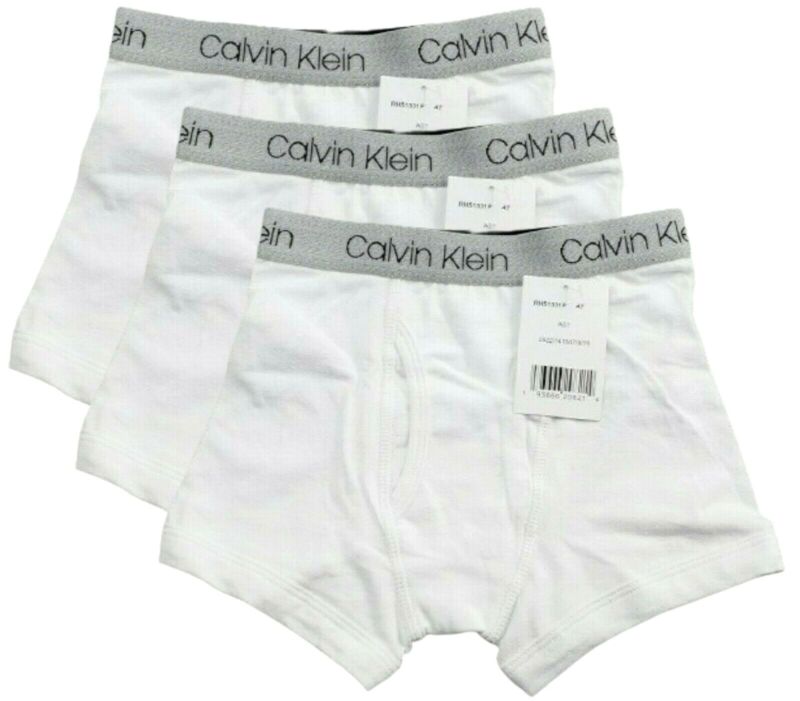 Calvin Klein Boys Boxer Briefs 3 Pack 4T CK White Grey Cotton Stretch Classic
