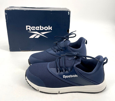 Reebok Womens 9 DayStart RB063 navy slip on work Shoe Sneaker lace up steel toe