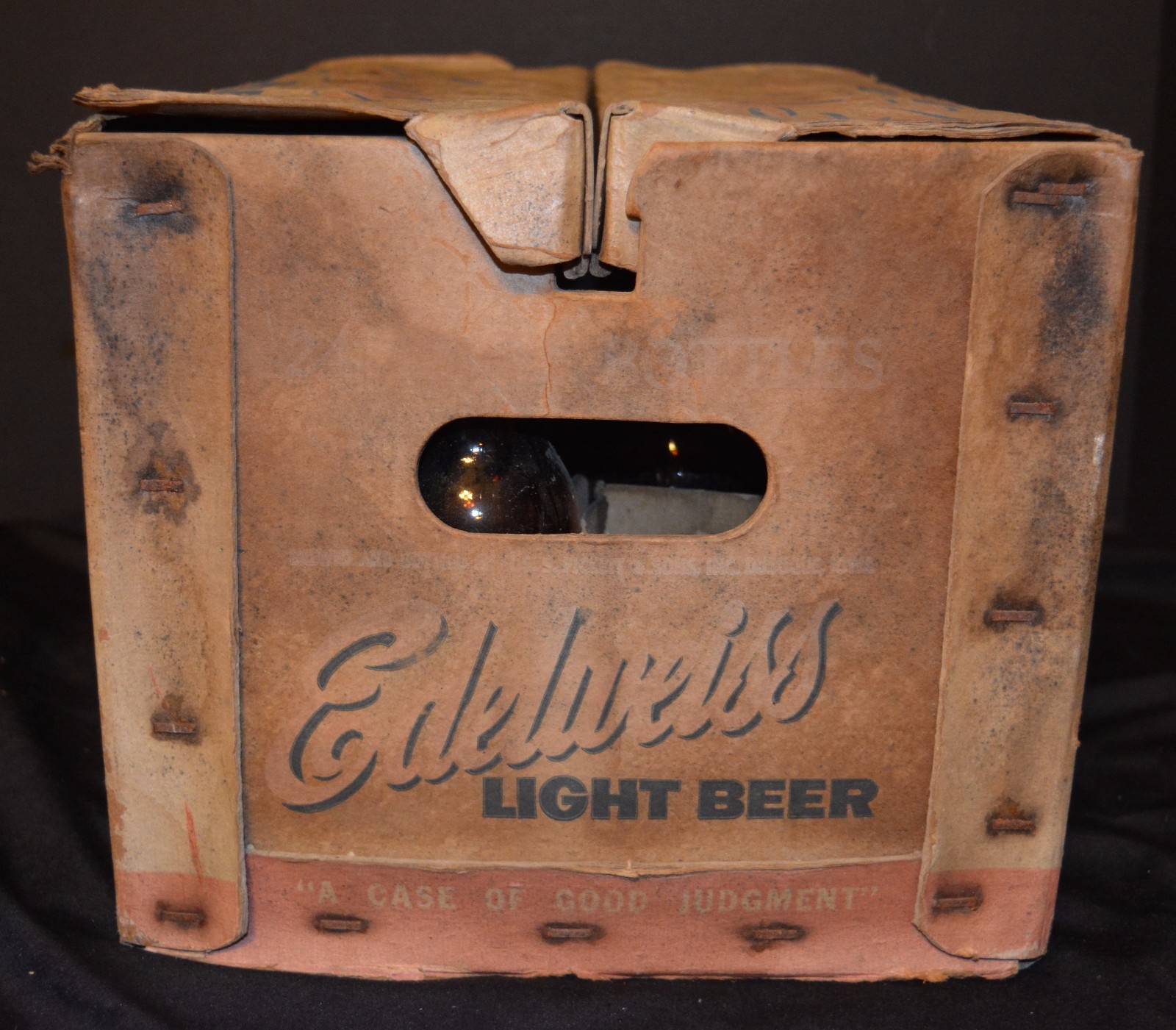 VTG Edelweiss Star Brewery Beer Case Crate & 23 Glass Bottles RARE! THICK BEER B
