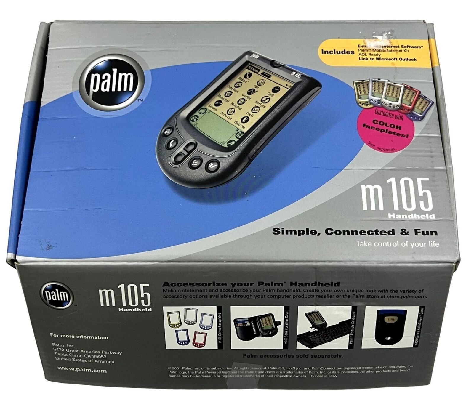Palm M105 Handheld + HotSync Cradle + Stylus + Booklet PDA NOT...