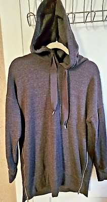 Aerie City Side Zip Hoodie Oversized charcoal black Women s Size Small