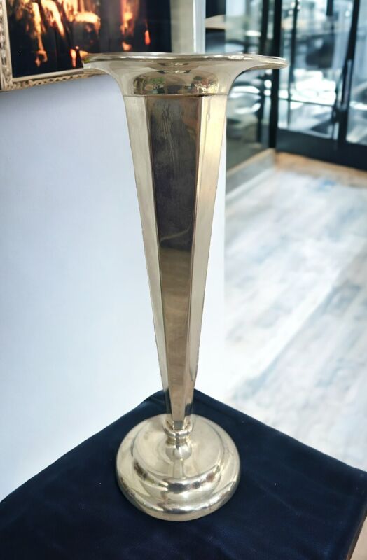 Antique Art Deco Sheffield Silver Co Engraved “The Pines” Trumpet Vase Crown