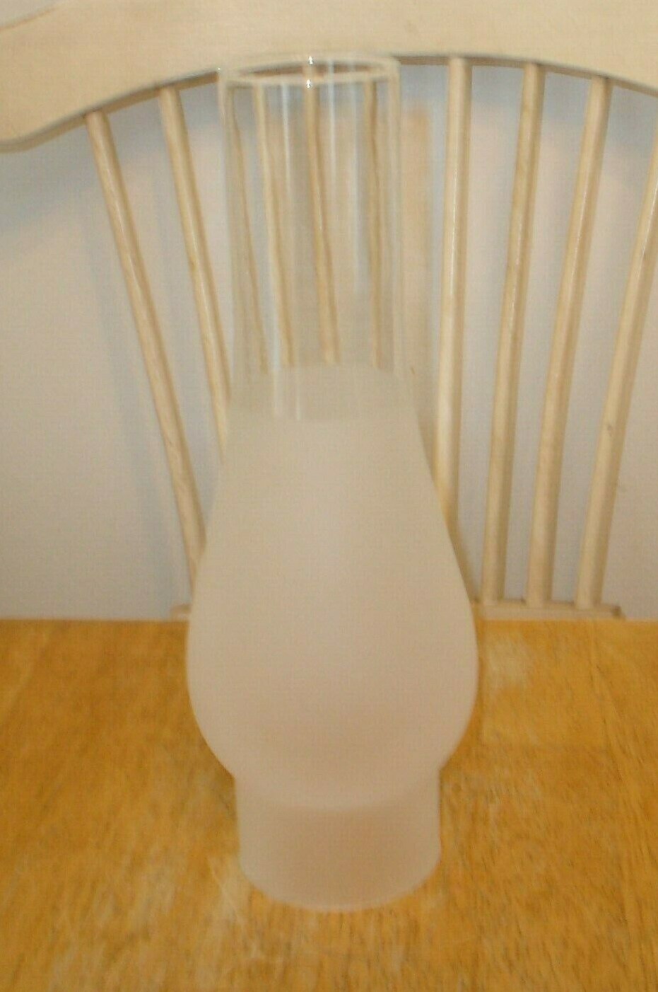 Vintage Frosted & Clear Glass Kerosene Oil Lamp Chimney 2 5/8