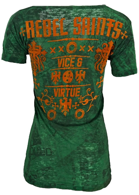 Rebel Saint by Affliction Women's T-shirt Socket Biker Tattoo