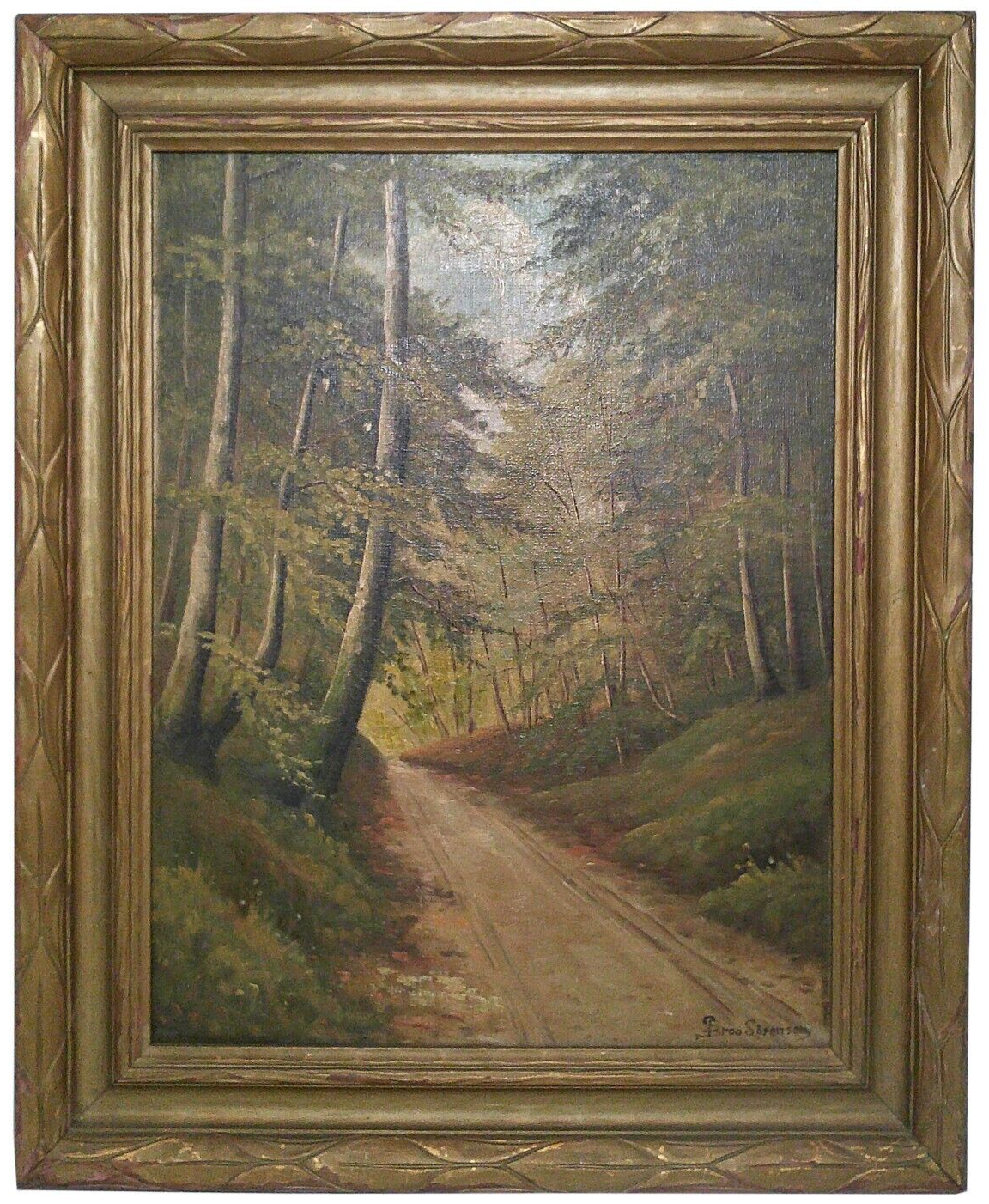 BROO SORENSEN 'PATH THROUGH THE WOODS' EARLY 20TH C ANTIQUE