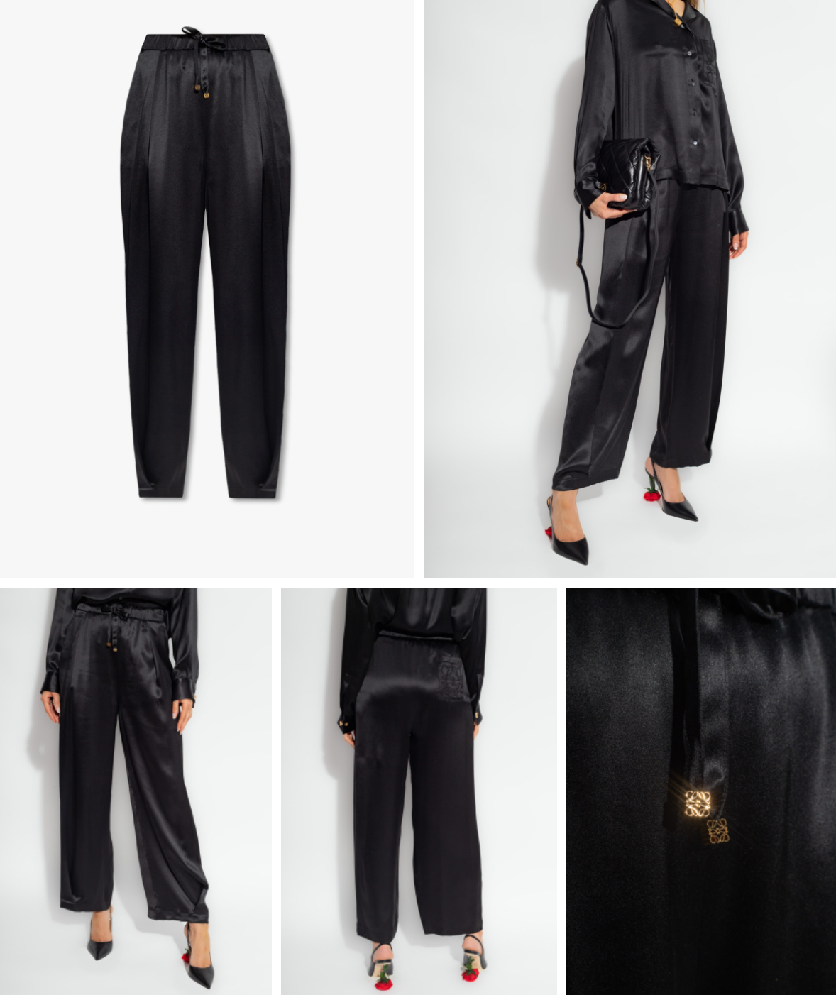 LOEWE BLACK SILK TROUSERS Jogging-Hose Jogger Lounge Seiden