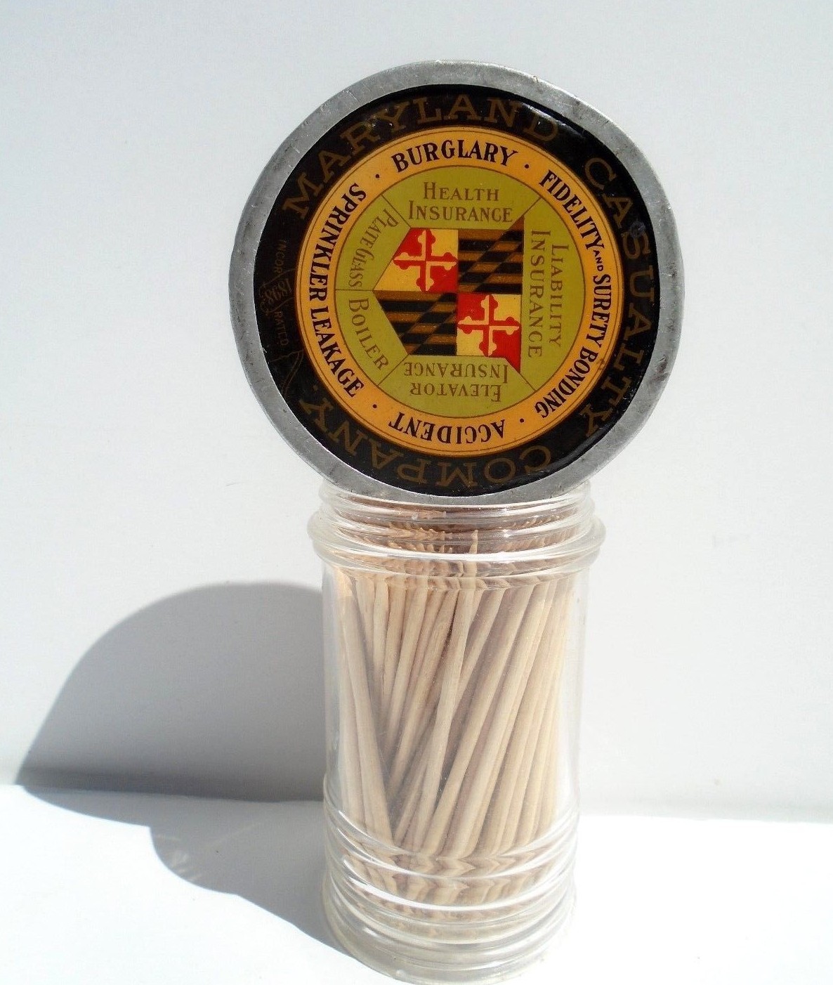 VINTAGE Disc PAPERWEIGHT Insurance Advertising  MARYLAND FLAG SOUVENIR
