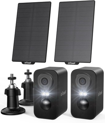 2PCS ieGeek Outdoor Wireless Solar Security Camera Home WIFi Battery CCTV System