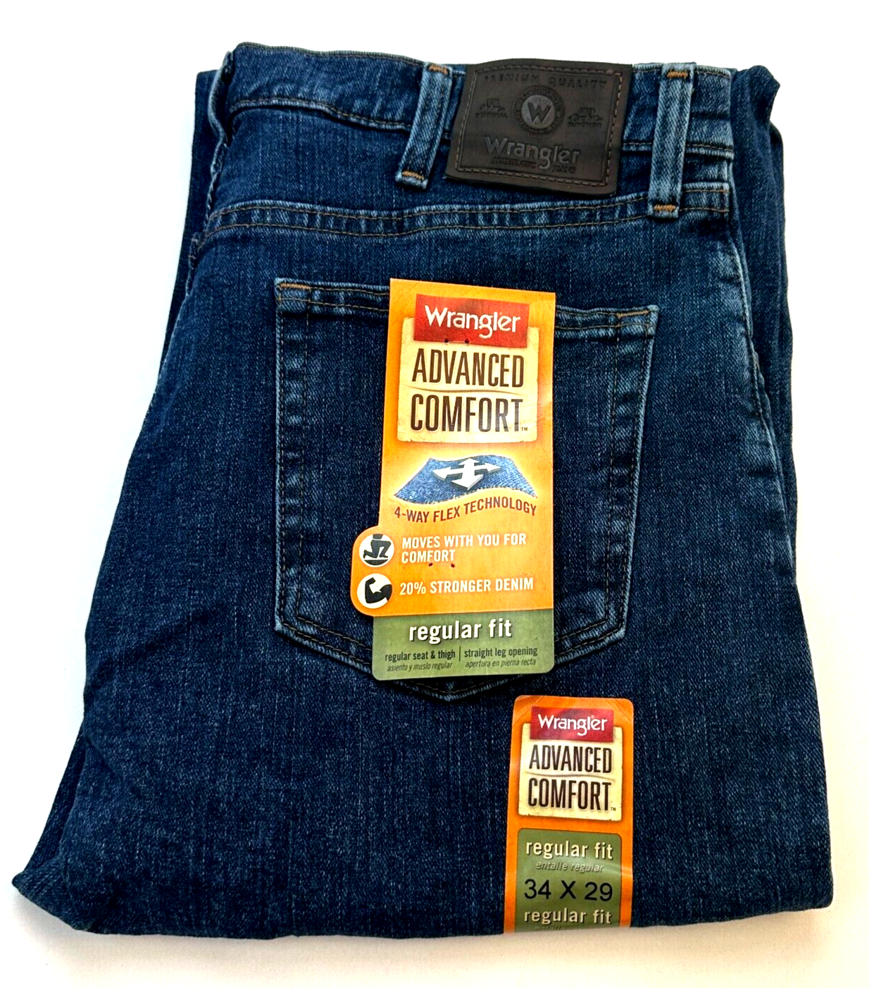 Wrangler Premium Advanced Comfort Regular Straight Mens Jeans W34 L29 Blue New