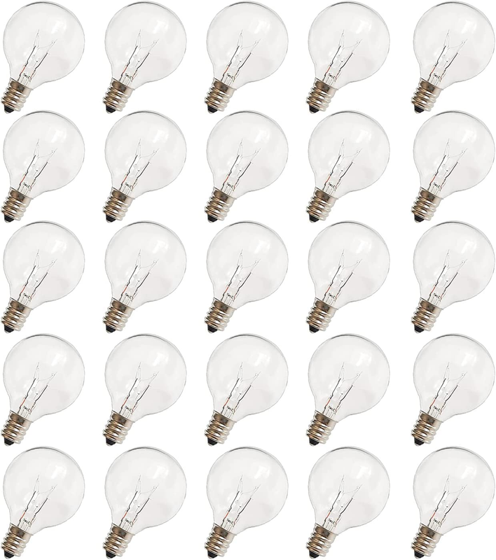 G40 Replacement Light Bulbs, 120V 5W Clear Globe Bulb, E12 / C7 Candelabra Base,