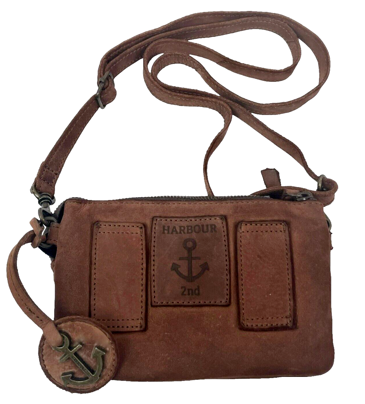 HARBOUR 2nd Cognac Suede Leather Adjust 3 Way Crossbody