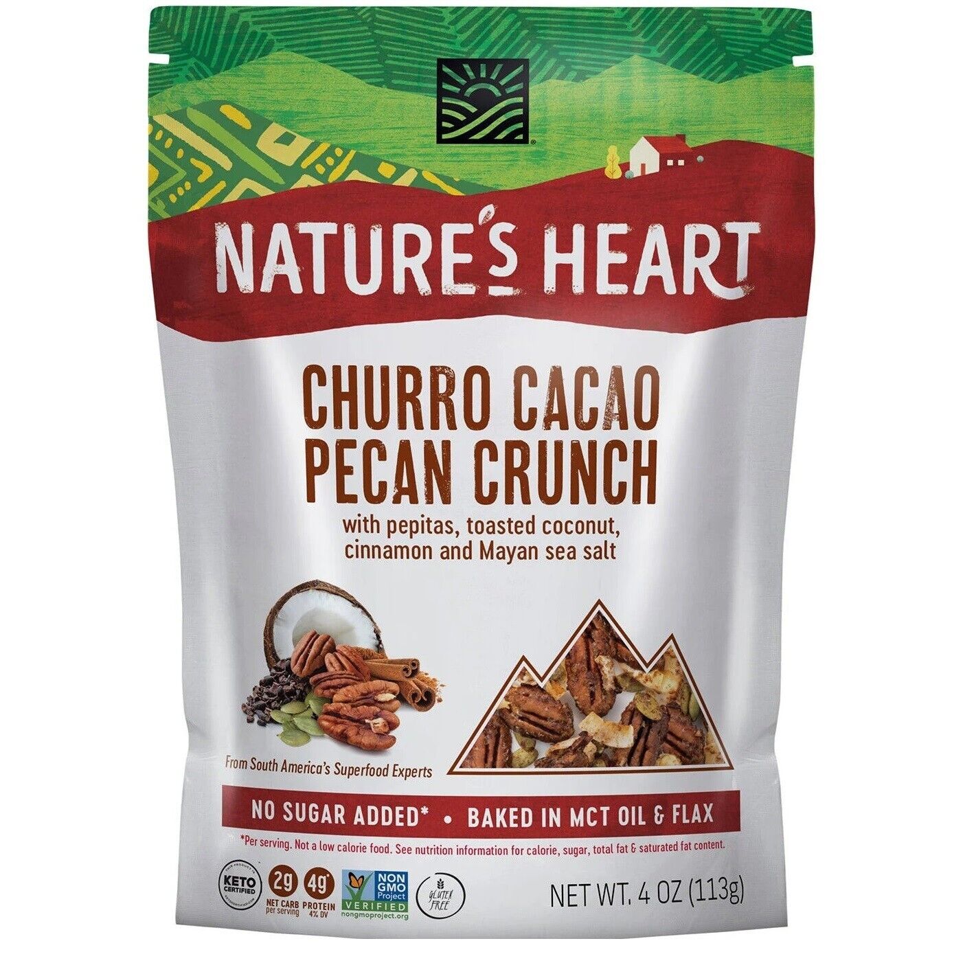 Nature's Heart Churro Cacao Pecan Crunch 4 Oz. (1 Bag) BSB DAT...