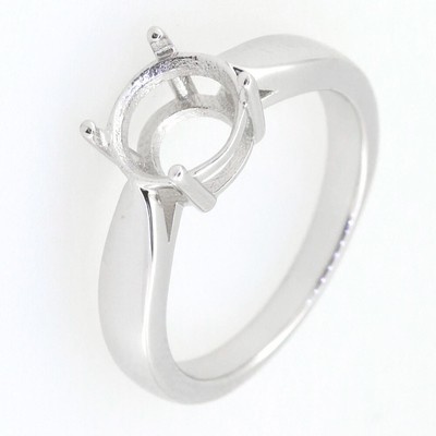 MTO 14K White Gold Semi Mount Ring Setting Round RD 8x8mm Solitaire