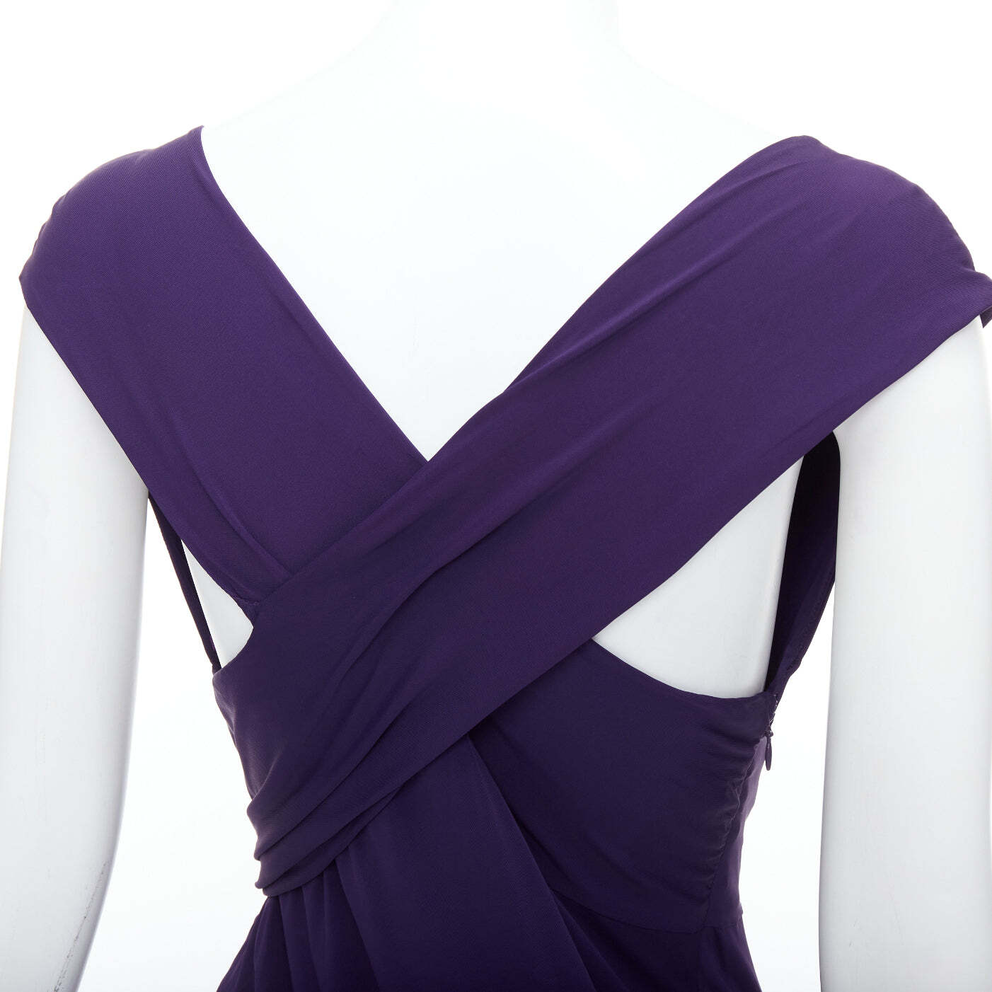 Donna Karan ラップスタイルプリーツワンピース DONNA KARAN purple draped side knot criss cross back grecian