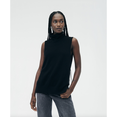 sleeveless black cashmere turtleneck