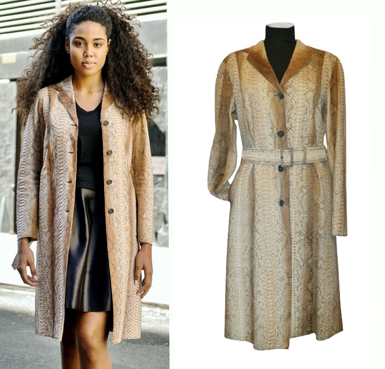 PRADA ~ Real snakeskin PYTHON trench coat ~ sz: S-M ; 42 PRADA ~ Real snakeskin PYTHON trench coat ~ sz: S-M ; 42