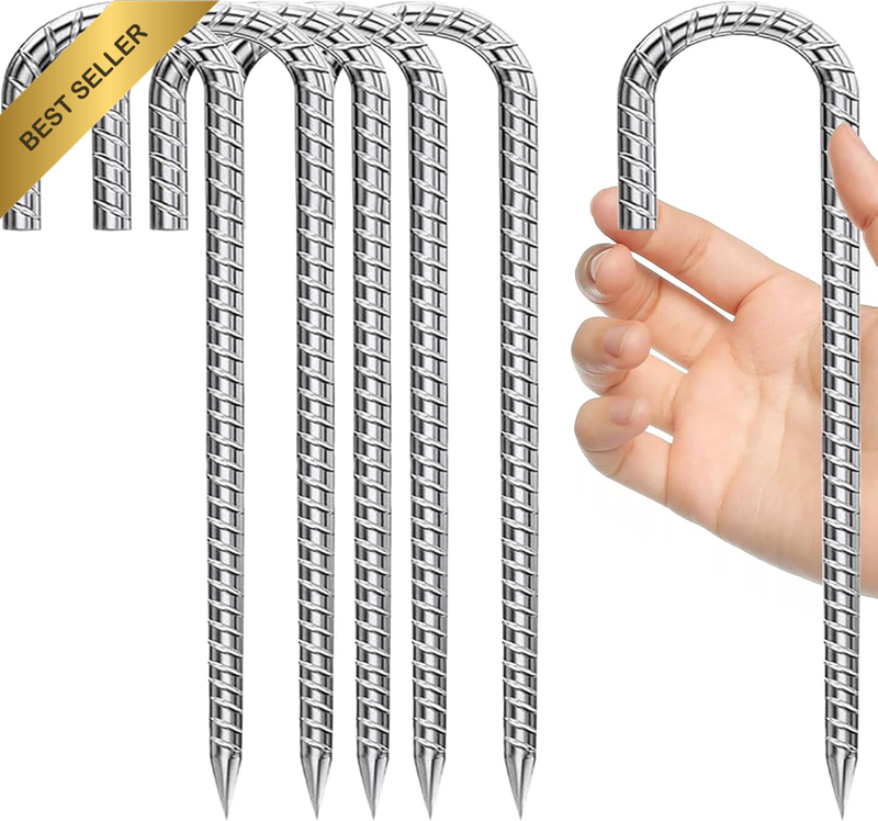 6Pcs12 Inch/30Cm Rebar Ground Tent Stakes Galvanised Ground Anchor, Tent Pegs, G