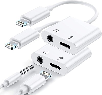 [Apple MFi Certified] 2 Pack Lightning to 3.5mm Jack Adapter for iPhone, 2 in 1