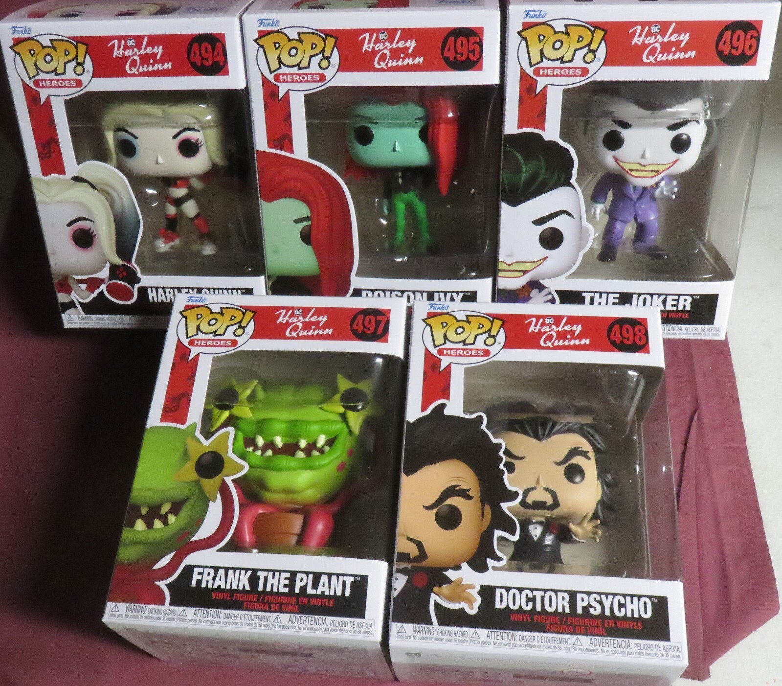 HARLEY QUINN, DC COMICS, 2024 FUNKO POP HEROES, SET OF ALL 5