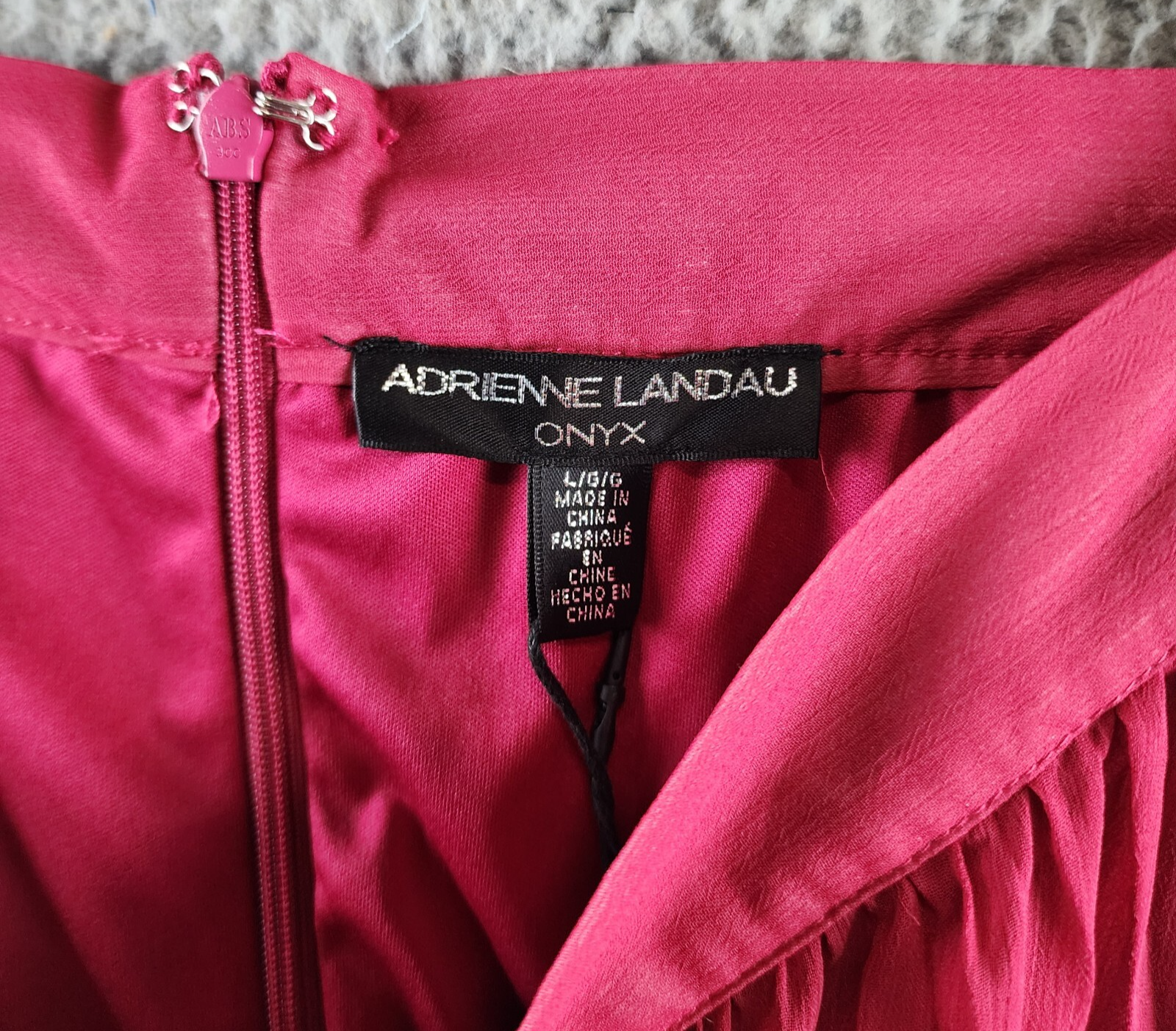Adrienne Landau Onyx Pleated A Line Skirt Women's L Maroon Zipper Back Closure - Picture 8 of 15