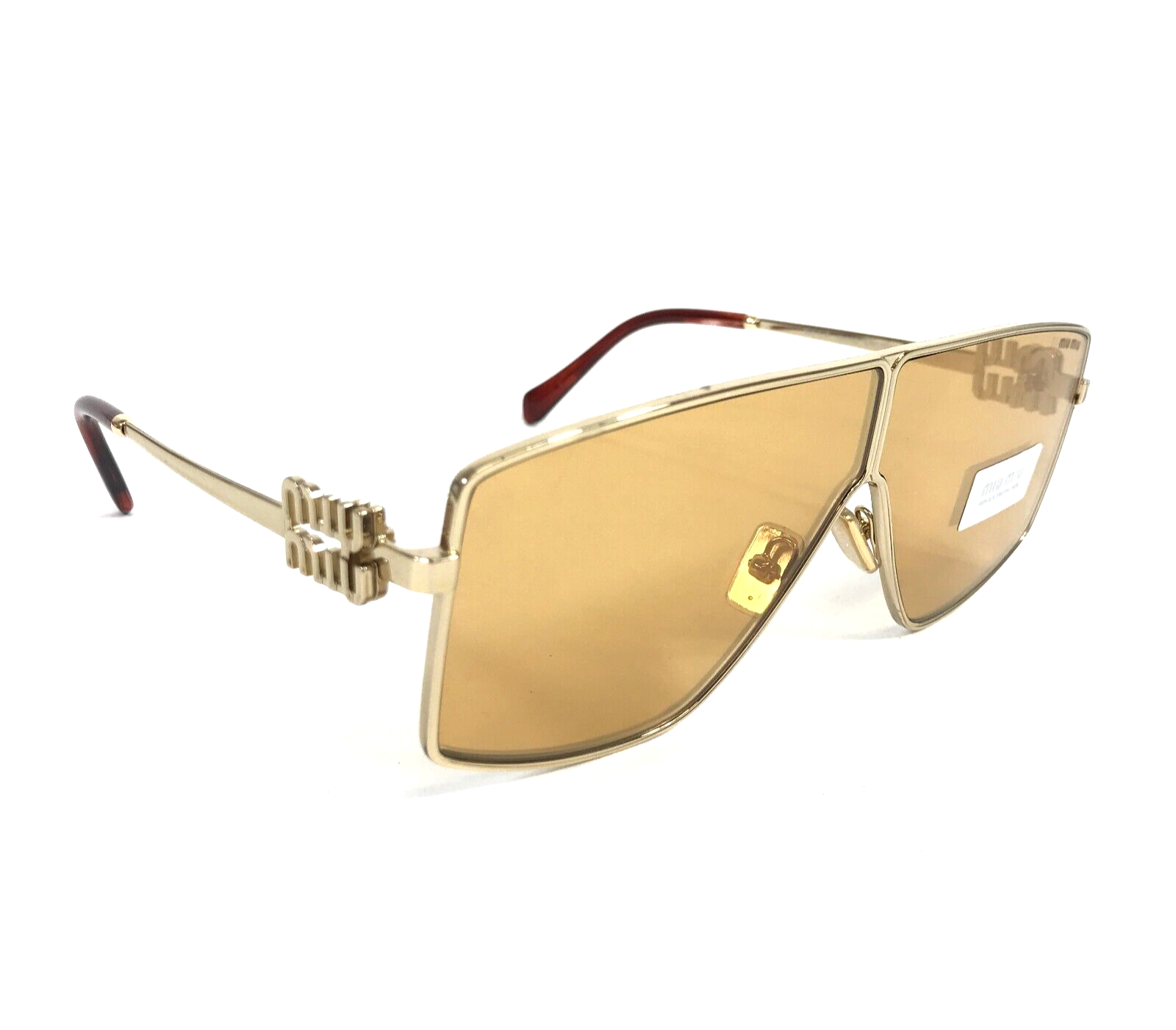 Pre-owned Miu Miu Sunglasses Smu51z 5ak-40d Pale Gold Geometric With Orange Mirror Lenses In Multicolor