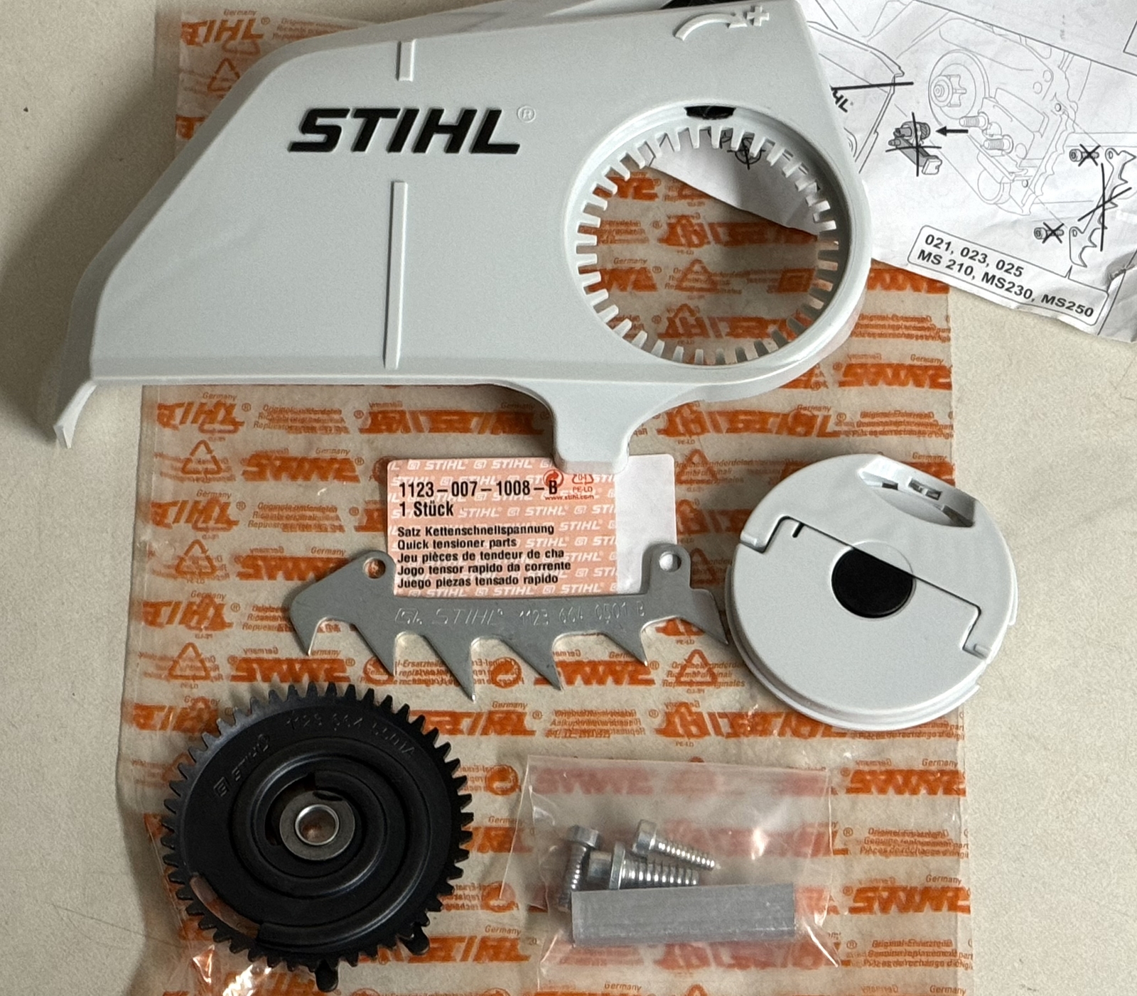 STIHL OEM QUICK TENSIONER KIT 1123 007 1008 FOR MS170 MS180 C-B C-BE AND MORE - Picture 1 of 8