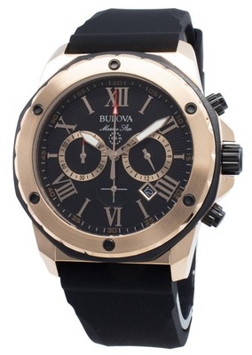 Pre-owned Bulova Marine Star 98b104 Chronograph 12/24 Quartz 100m Mens Watch