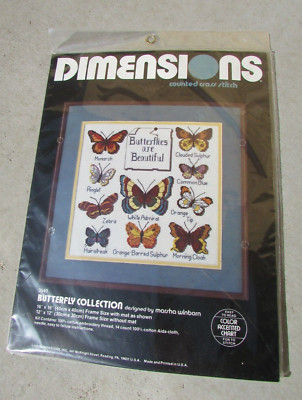 Dimensions 1983 Counted Cross Stitch Kit - Butterfly Collection #3540 12'' x 12''