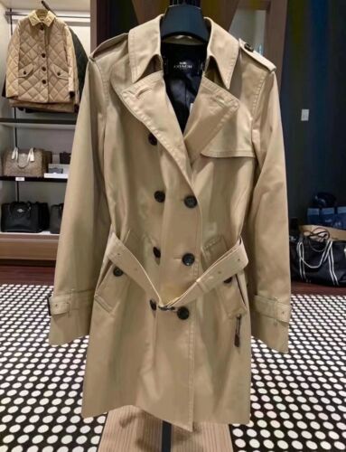 Pre-owned Coach Women's Mid Length Tan Trench Coat $550 Retail Price In Brown