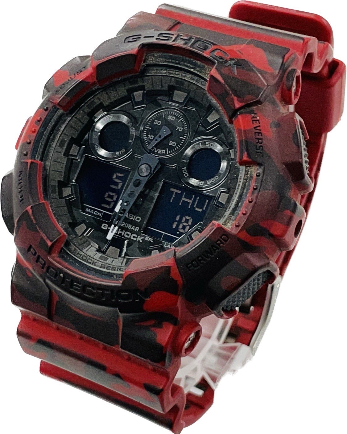 【良動作品】CASIO カシオ G－SHOCK GA-100CMアナログ＆デジタル カモフラージュ柄 迷彩 元缶付き