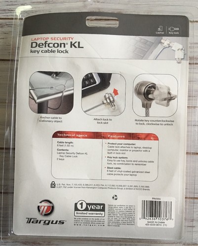 NEW * Targus Notebook Security Defcon KL Key Cable Lock PA450U *