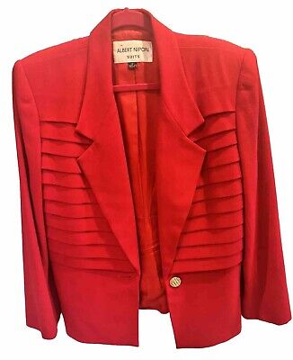 Real Vintage Search Engine Albert Nipon 80s Women’s Red 100% Wool Long Sleeve Button Front Jacket SZ 12 VTG $45.00 AT vintagedancer.com