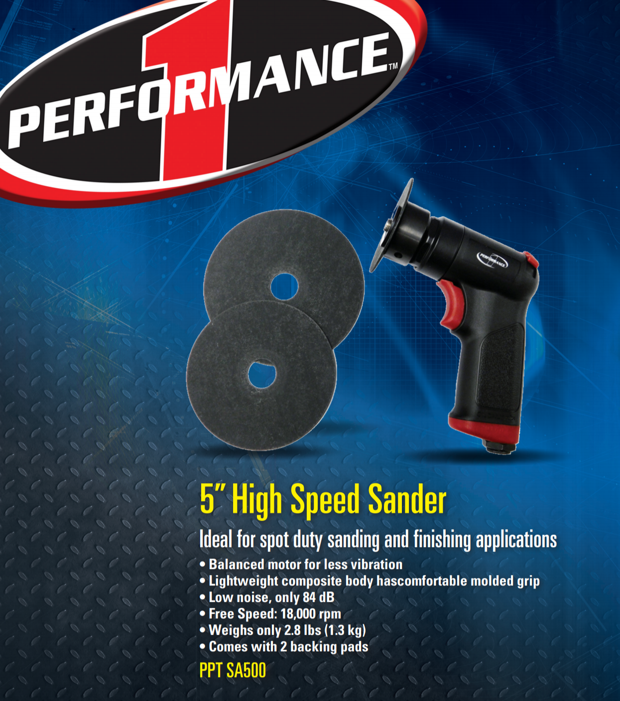 5" Pistol Grip High Speed Air Sander Grinder 18000RPM  PPT SA500   CLOSEOUT