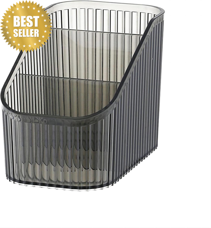 Large Capacity Makeup Brush Holder,3 Slot Makeup Brush Cup,Vintage Striped Makeu
