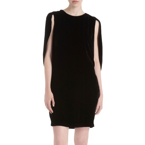 Fendi Shift Dress Black Velvet Sleeveless Cape Made in Italy