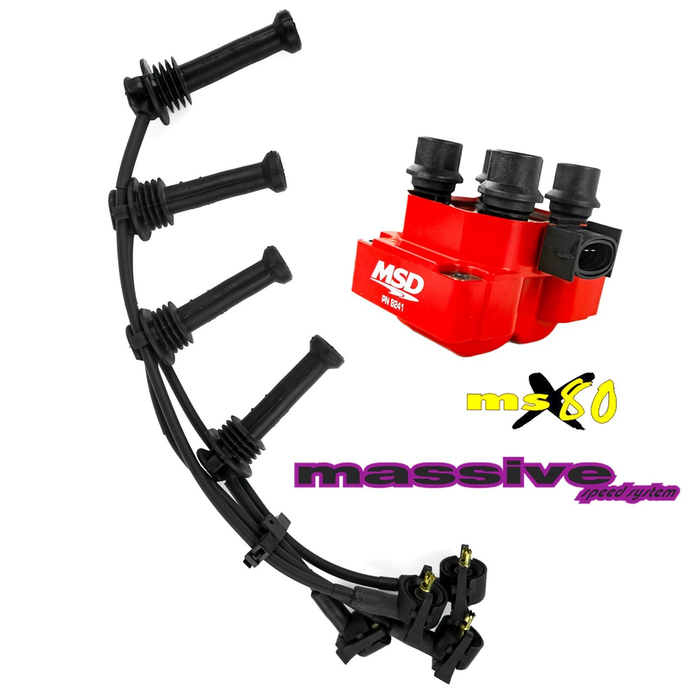 Ignition Kit MSD Coil Pack MSX80 Spark Plug Cables Wires