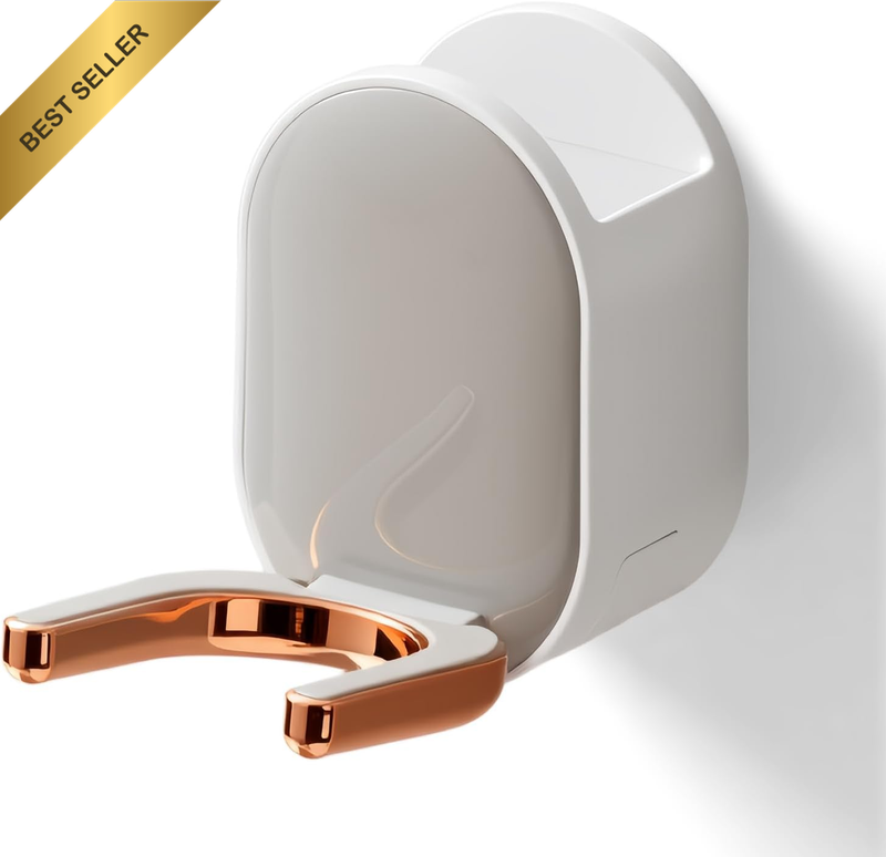 Wall Mounted Hair Dryer for Bathroom with Caddy & Plug Hook, Adhesive Hair Dryer