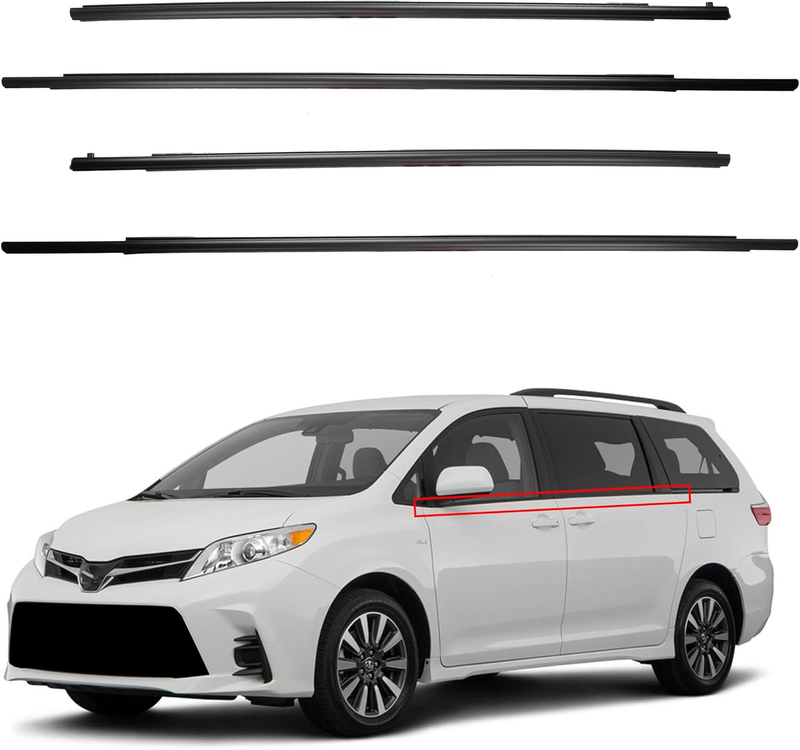 4Pcs Window Trim Weatherstrip Rubber Seal for Toyota Sienna 2011-2020 6821008020