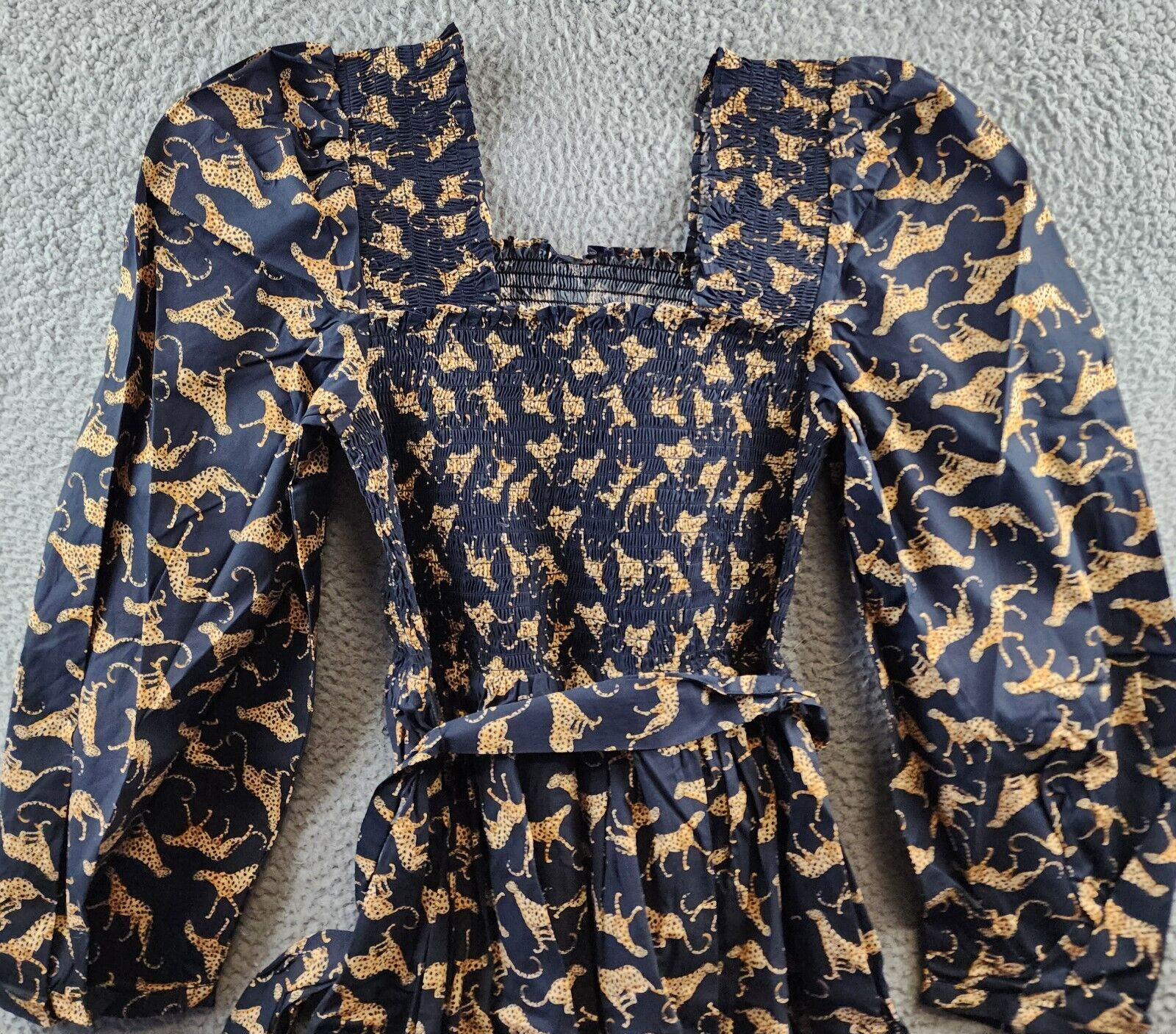 Leota Plus Size Fleur Dress Women's 2X Scattered Cheetah Black Square Neck L/S - Picture 13 of 14