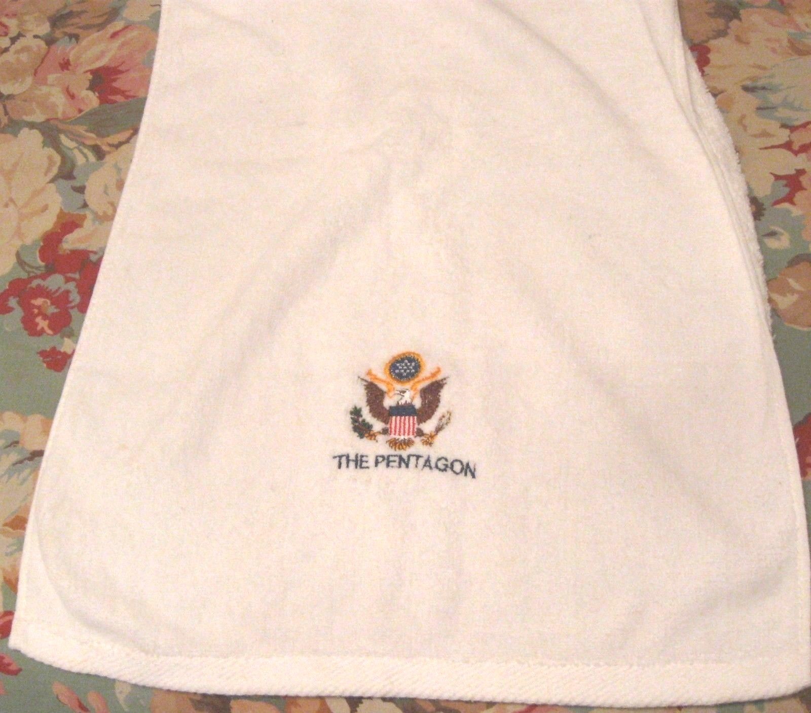 VINTAGE BATHROOM HAND TOWEL PENTAGON JOINT CHIEFS OF STAFF BRASS RING 15