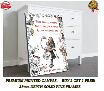 Alice in Wonderland Bonkers Quote CANVAS Art Print Gift A0 A1 A2 A3 A4
