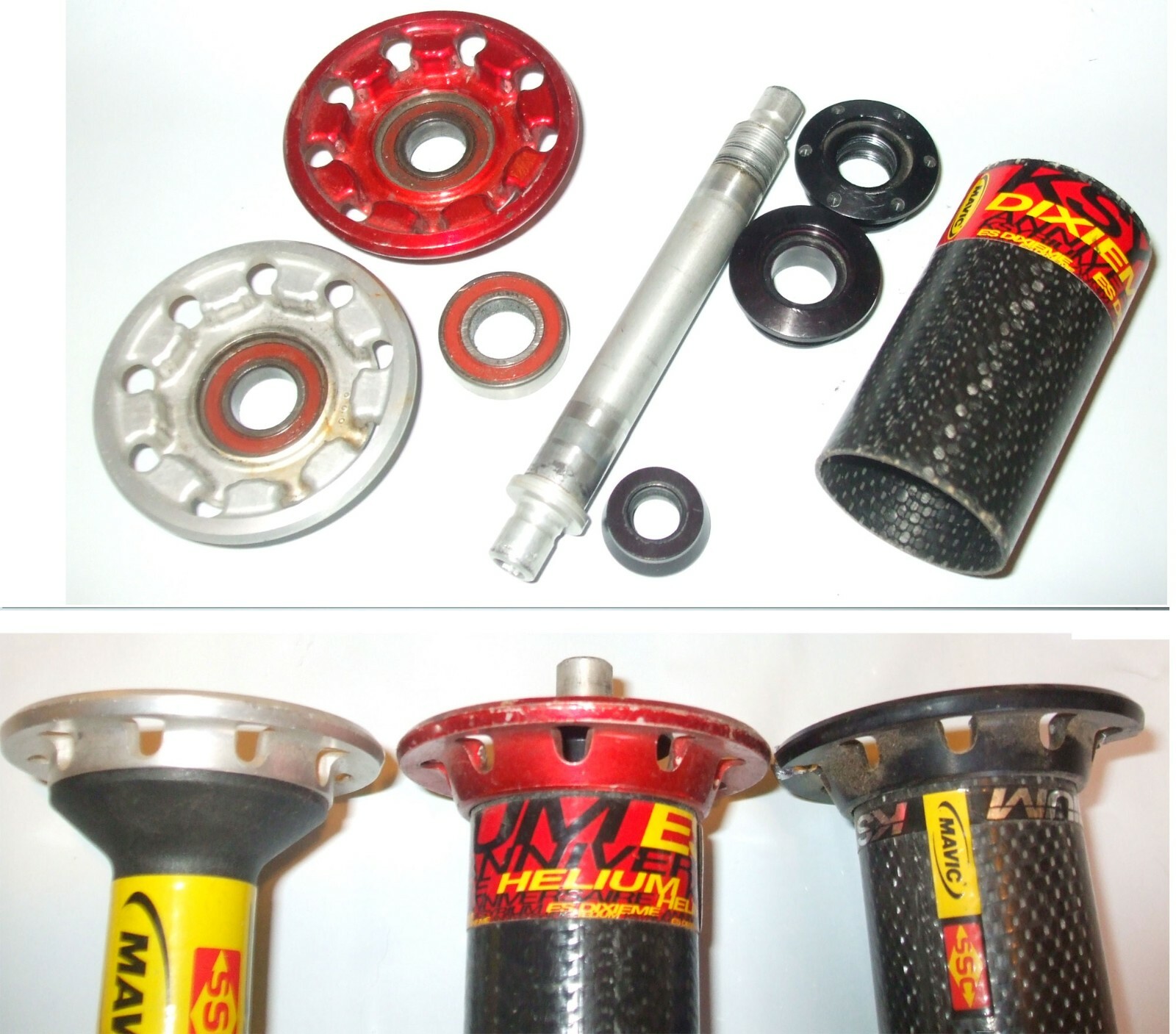 Mavic Ksyrium FRONT Hub Parts / Axle, Caps, Flange, Bearing Mavic Ksyrium FRONT Hub Parts / Axle, Caps, Flange, Bearing
