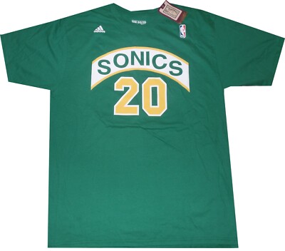 Seattle Super Sonics Gary Payton Adidas Green Throwback Shirt New tags