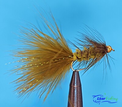 Woolly Bugger OLIVE Bead Head Fly Fishing Flies - One Dozen - Streamer