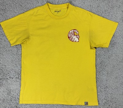Carhartt Your Time Is Up T Shirt Size Small Yellow Short Sleeve Graphic Work Tee