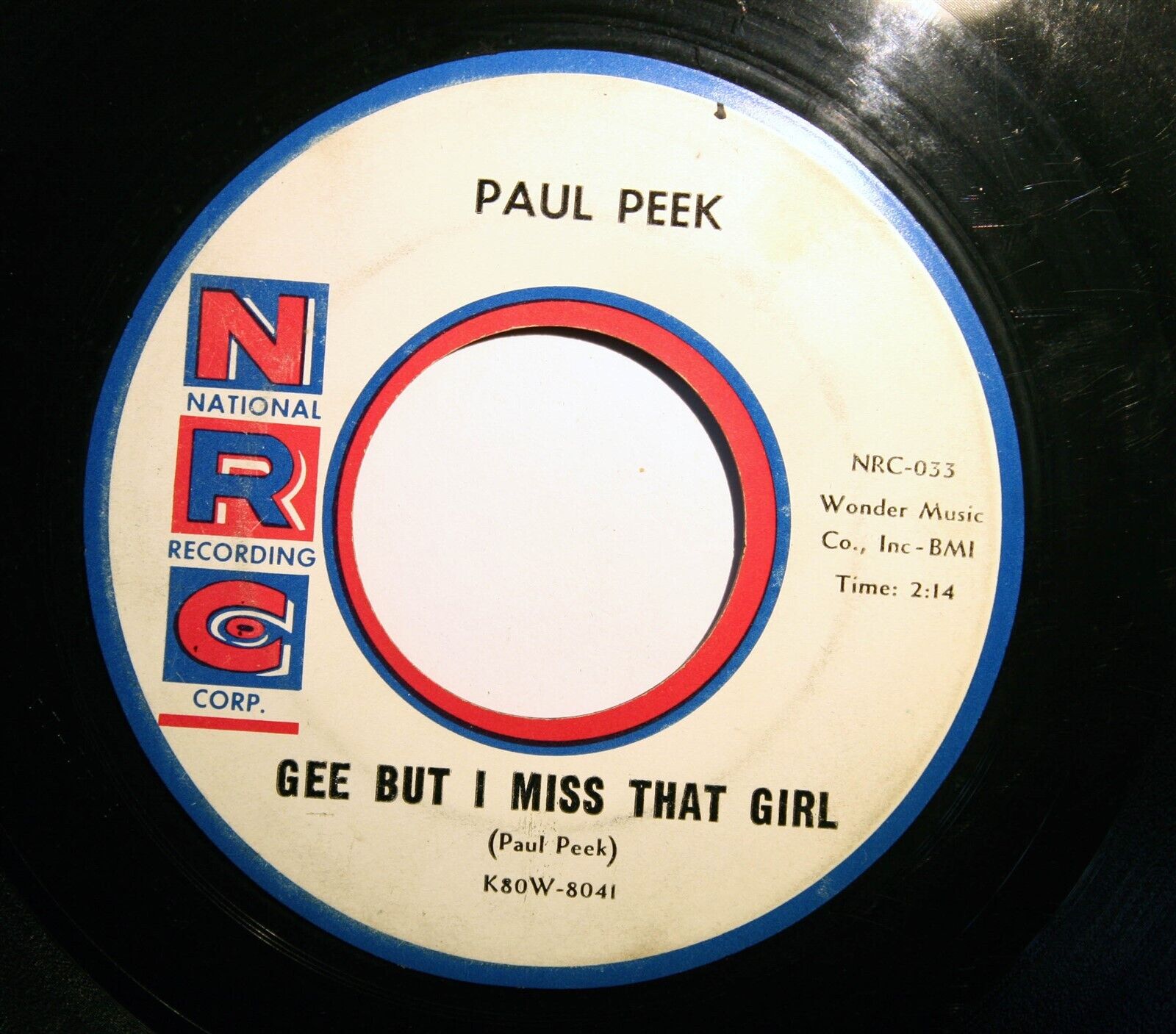 PAUL PEEK Teen Surf 45rpm Gee But I Miss That Girl b/w PAUL PEEK Teen Surf 45rpm Gee But I Miss That Girl b/w