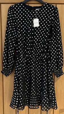 BNWT - Oasis black and gold dress. Sheer Sleeves. Ideal Christmas Party. Size 10