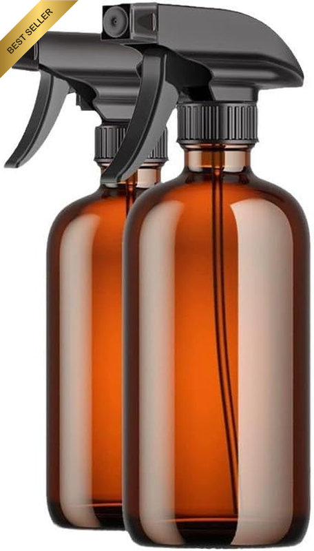 Empty Amber Glass Spray Bottles (2 Pack) - 500Ml Refillable Container for Essent