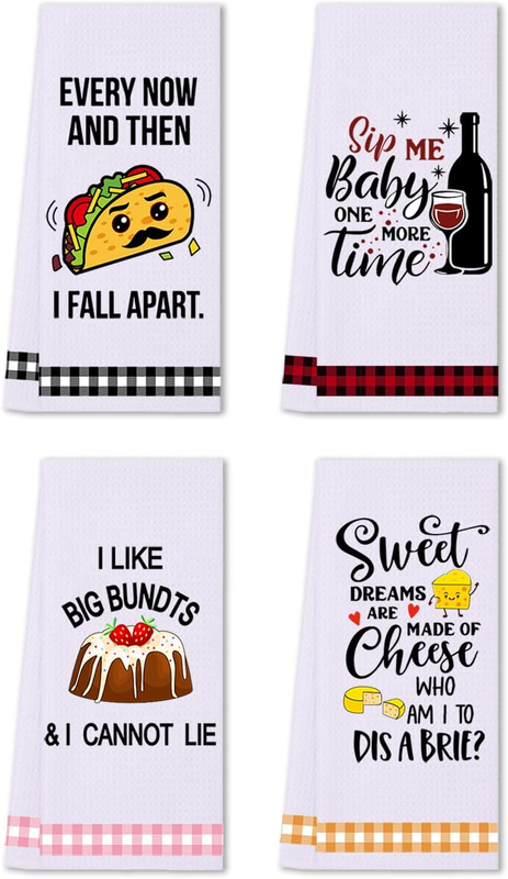 S, Cute Decorative Dish Towels Sets, Absorbent Waffle Hand T