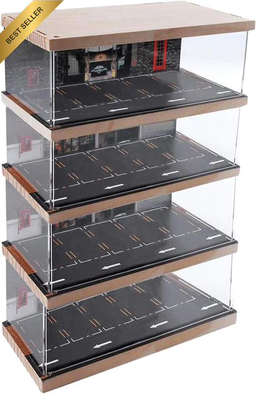 1/64 Scale Vehicle Model Display Case 4-Layer Garage Parking Lot Scene Alloy Toy